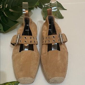 rag & bone Tan Suede Espadrilles with Buckle